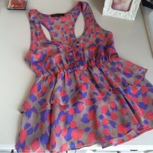 AKIRA Multicolored Ruffle Tank Top Size Medium